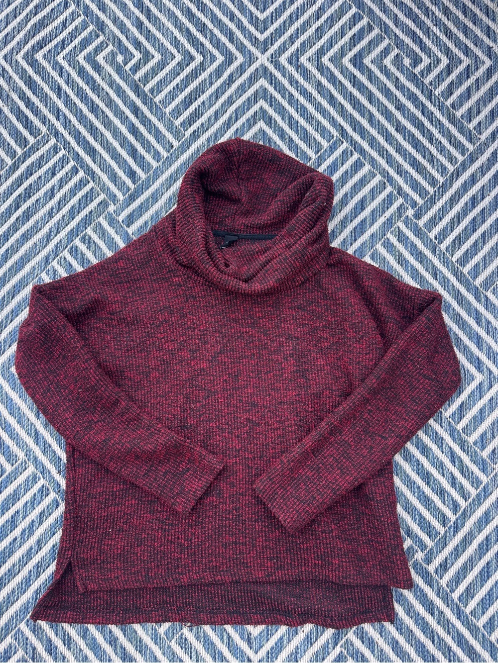 bobi Marled Red and Black Cowl Neck Sweater
